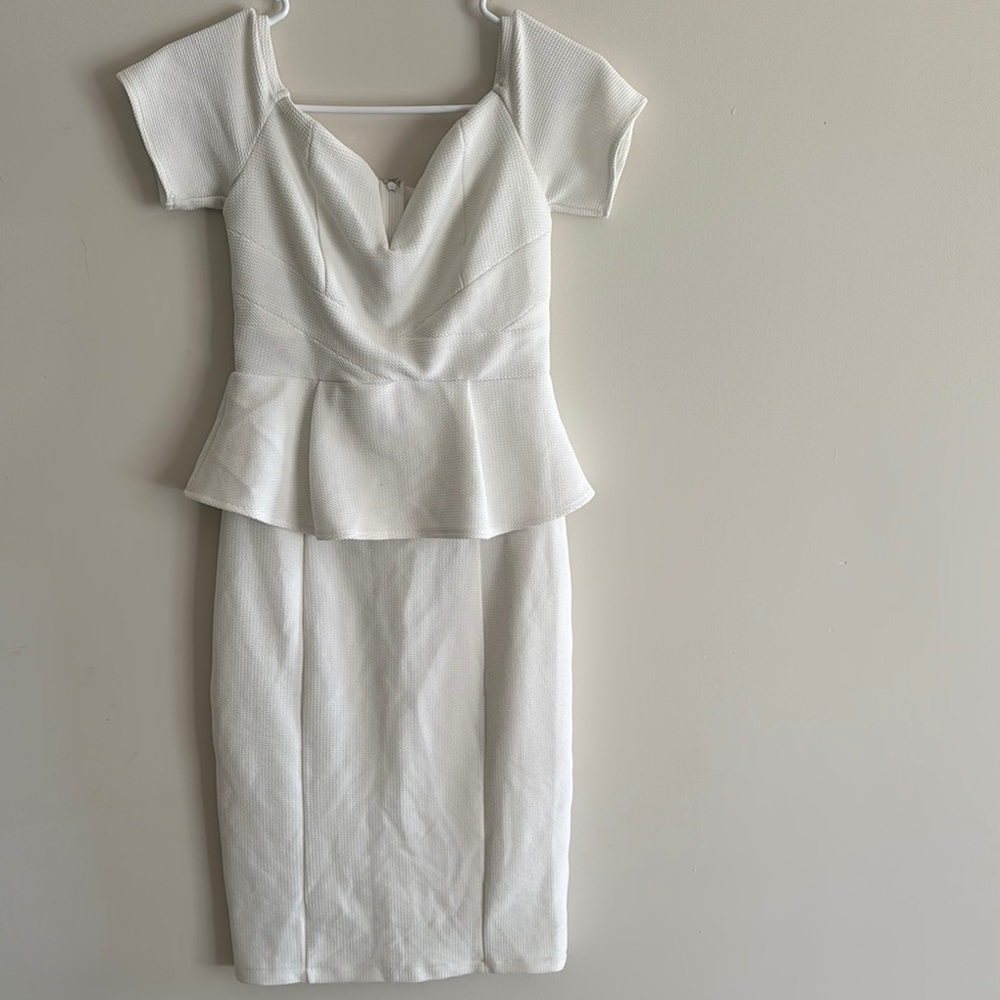 Elegant White Peplum Dress